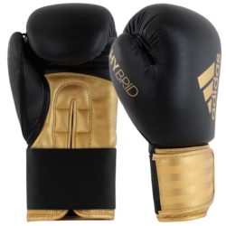 Черно-золотые боксерские перчатки ADIDAS HYBRID 100 (ADIH100)