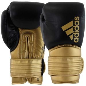 Черно-золотые боксерские перчатки ADIDAS HYBRID 300 (ADIH300)