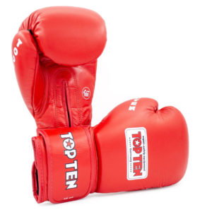 Красные боксерские перчатки TOP TEN AIBA 12 унций
