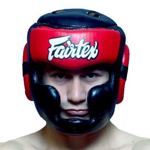 Черно-красный боксерский шлем для тренировок FAIRTEX HG13