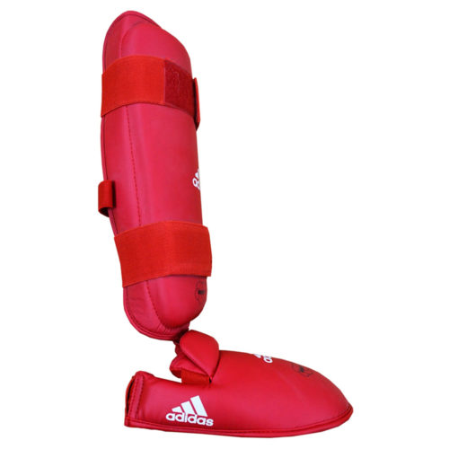 Красная защита голени и стопы ADIDAS WKF (сбоку)