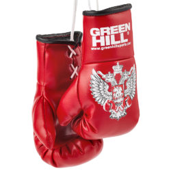 Красные сувенирные боксерские перчатки с гербом GREEN HILL