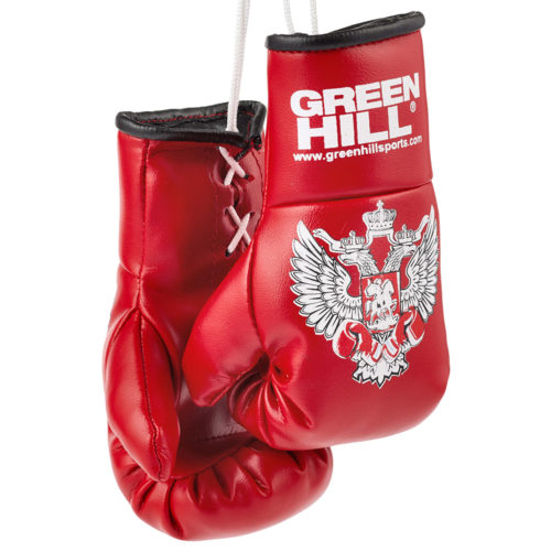 Красные сувенирные боксерские перчатки с гербом GREEN HILL