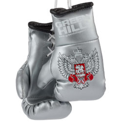 Серебрянные сувенирные боксерские перчатки с гербом GREEN HILL