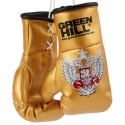 Золотые сувенирные боксерские перчатки с гербом GREEN HILL