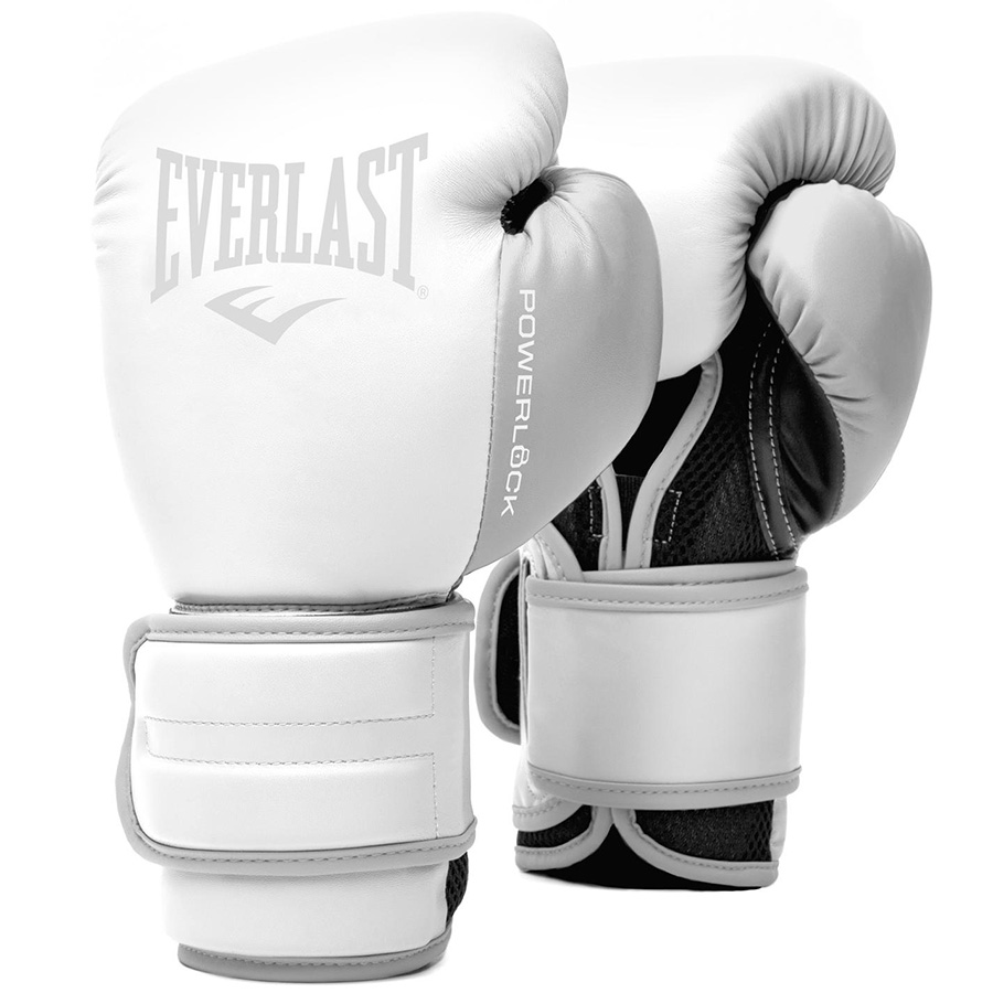 Белые боксерские перчатки EVERLAST POWERLOCK PU 2