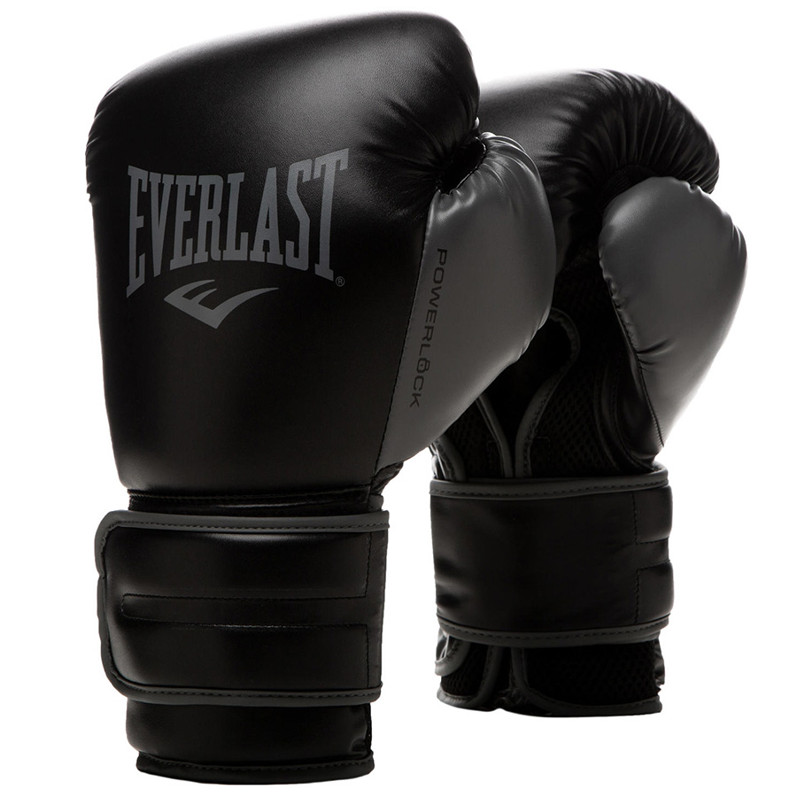 Черные боксерские перчатки EVERLAST POWERLOCK PU 2