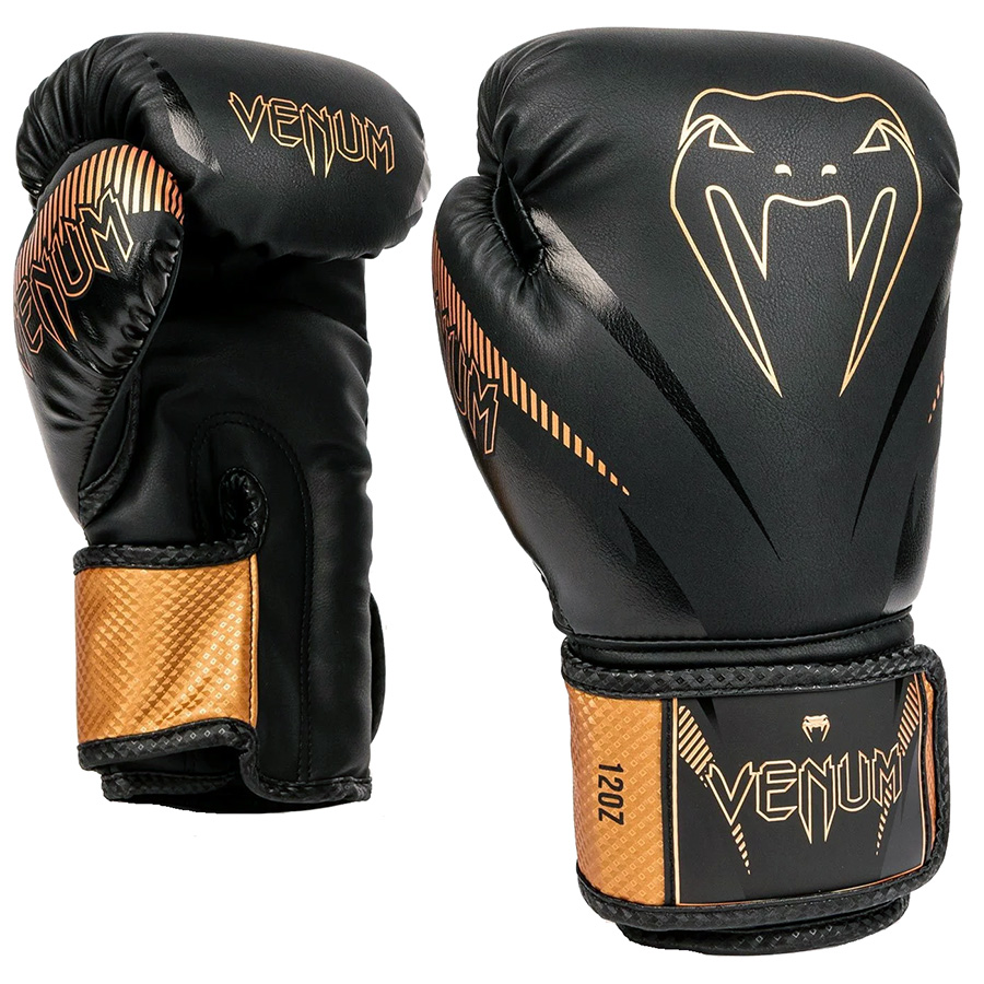 Черно-бронзовые боксерские перчатки VENUM IMPACT