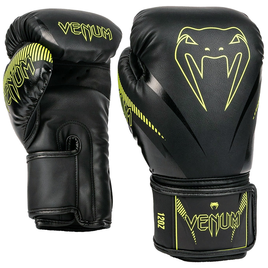Черно-желтые боксерские перчатки VENUM IMPACT