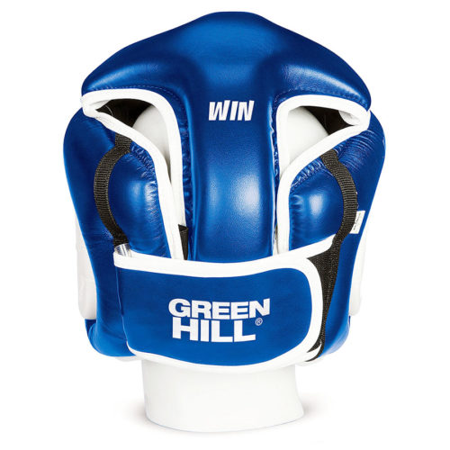 Синий шлем для кикбоксинга GREEN HILL WIN (сзади)