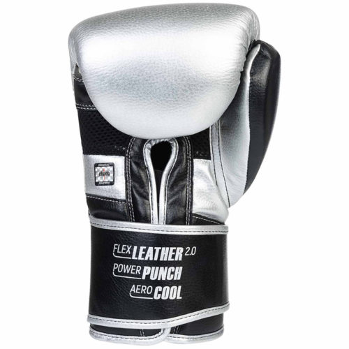 Серебристые боксерские перчатки CLINCH PUNCH 2.0 (ладонь)