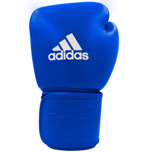 Синие перчатки для тайского бокса ADIDAS MUAY THAI GLOVES 200 (спереди)