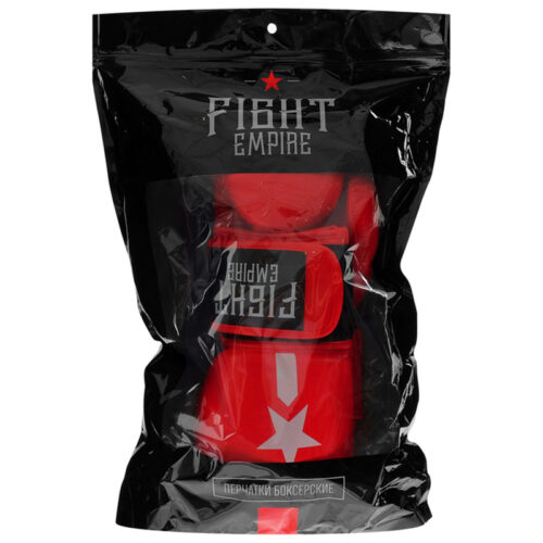 Красные перчатки для бокса FIGHT EMPIRE в упаковке
