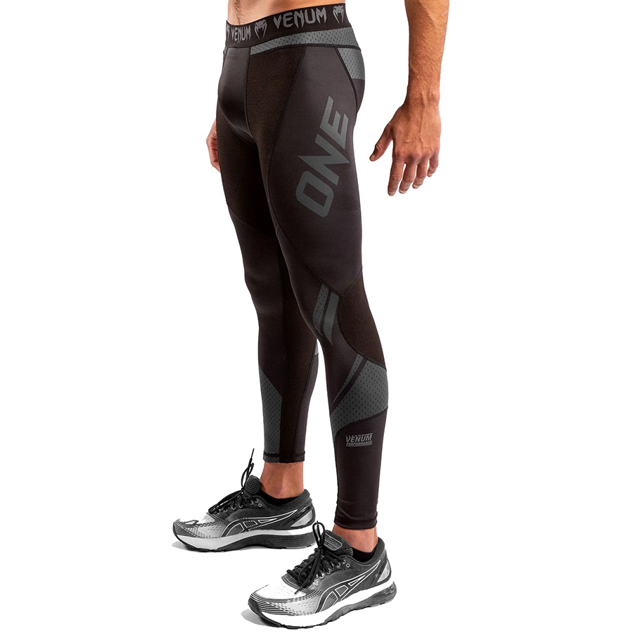 Черно-серые компрессионные штаны VENUM ONE FC IMPACT