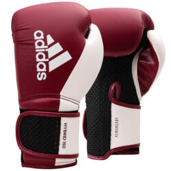 Бордово-белые боксерские перчатки ADIDAS HYBRID 150, 10 унций