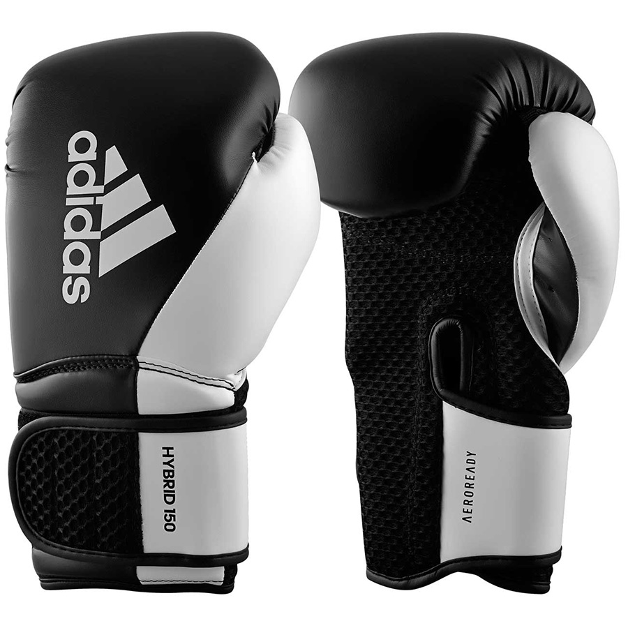 Черно-белые боксерские перчатки ADIDAS HYBRID 150
