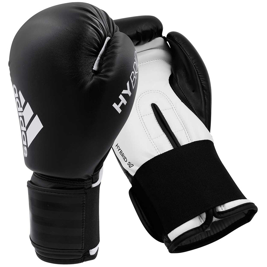 Черно-белые боксерские перчатки ADIDAS HYBRID 50