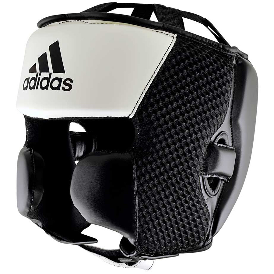 Черно-белый тренировочный шлем для бокса ADIDAS HYBRID 150