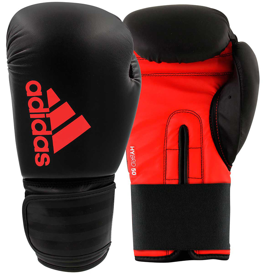 Черно-красные боксерские перчатки ADIDAS HYBRID 50