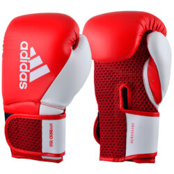 Красно-белые боксерские перчатки ADIDAS HYBRID 150