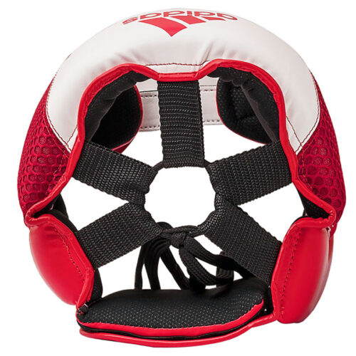 Тренировочный шлем для бокса ADIDAS HYBRID 150 красно-белый (сверху)