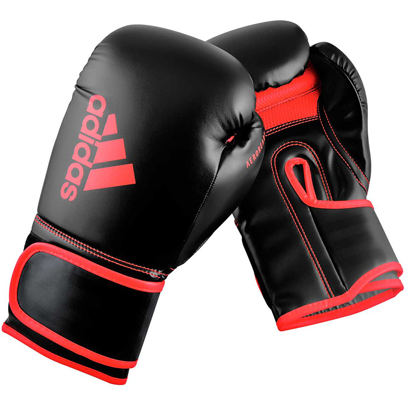 Черно-красные боксерские перчатки ADIDAS HYBRID 80