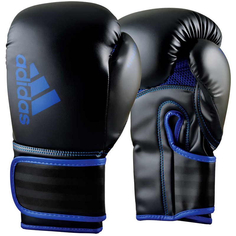 Черно-синие боксерские перчатки ADIDAS HYBRID 80