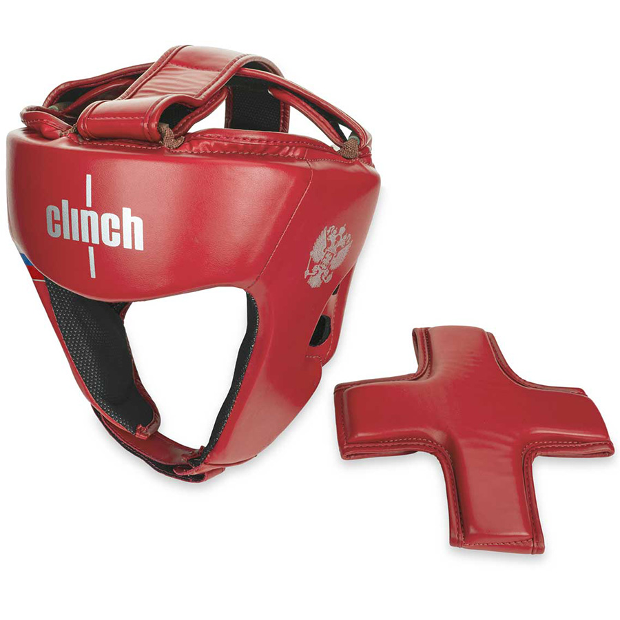 Красный шлем для бокса и кикбоксинга CLINCH OLIMP DUAL