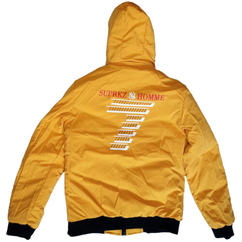 Двусторонняя зимняя куртка KA7 желтая другая сторона сзади