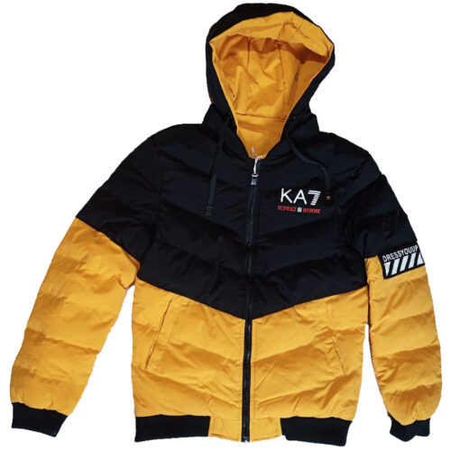 Двусторонняя зимняя куртка KA7 желтая фронт