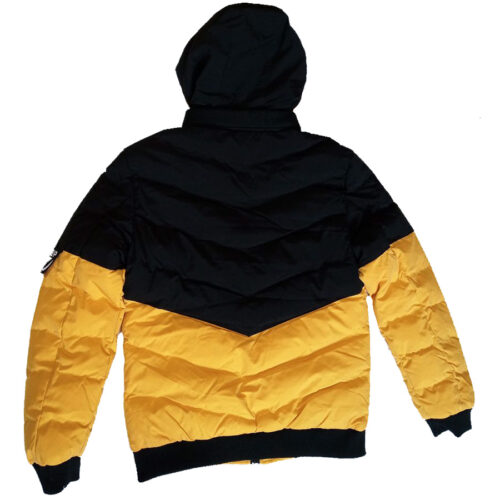 Двусторонняя зимняя куртка KA7 желтая сзади