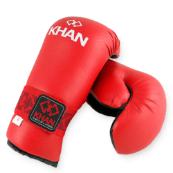 Красные перчатки для тхэквондо ITF KHAN (спереди)