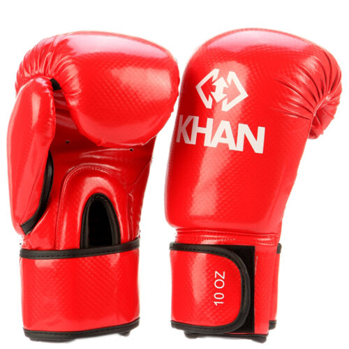 Красные перчатки KHAN PRO для кикбоксинга, бокса и тхэквондо ITF