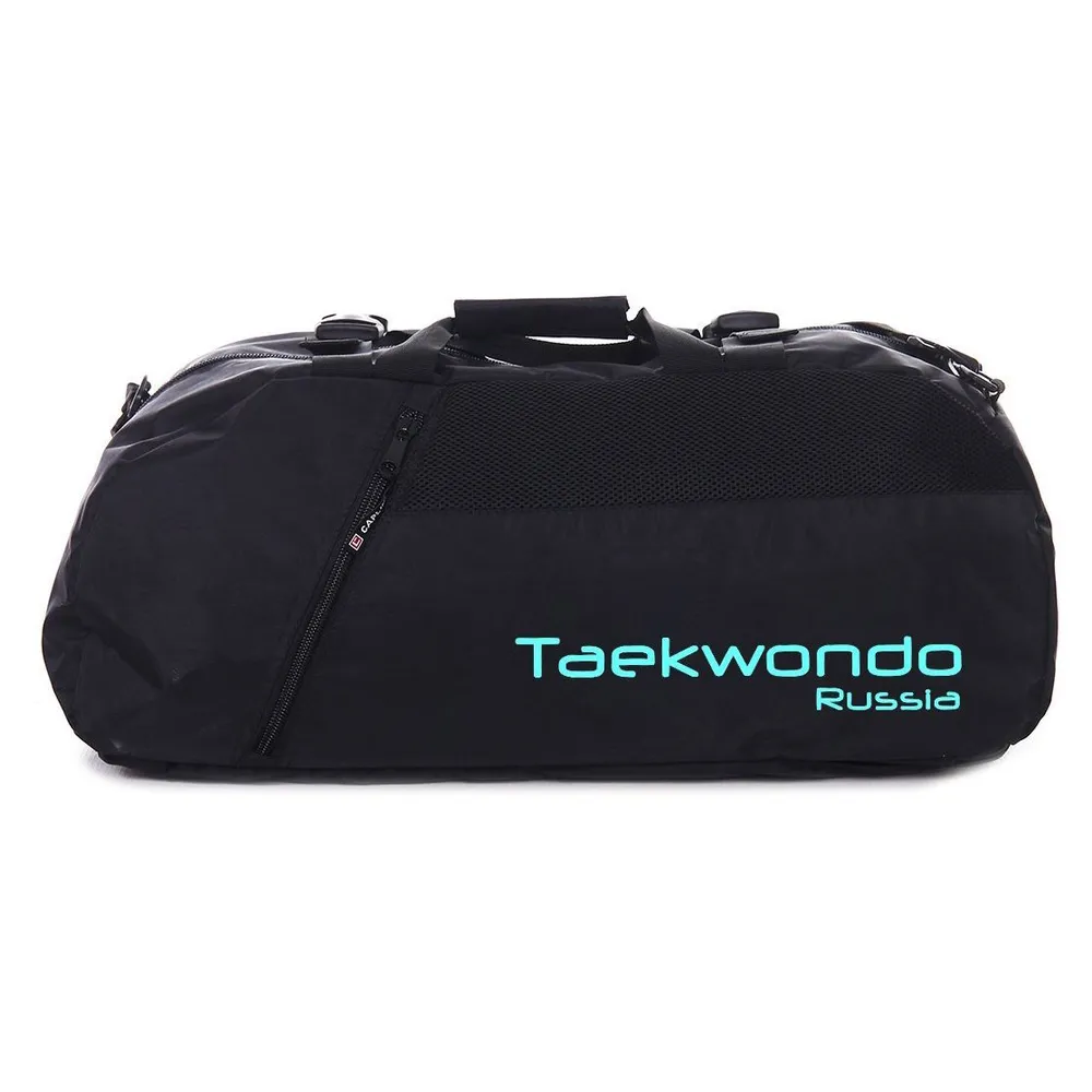 Сумка-рюкзак RUSSIA TAEKWONDO 66x30x28 см, черный/мятный