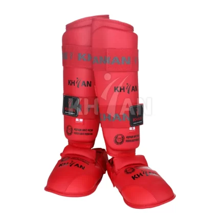 Защита голени и стопы для каратэ KHAN ФКР красная